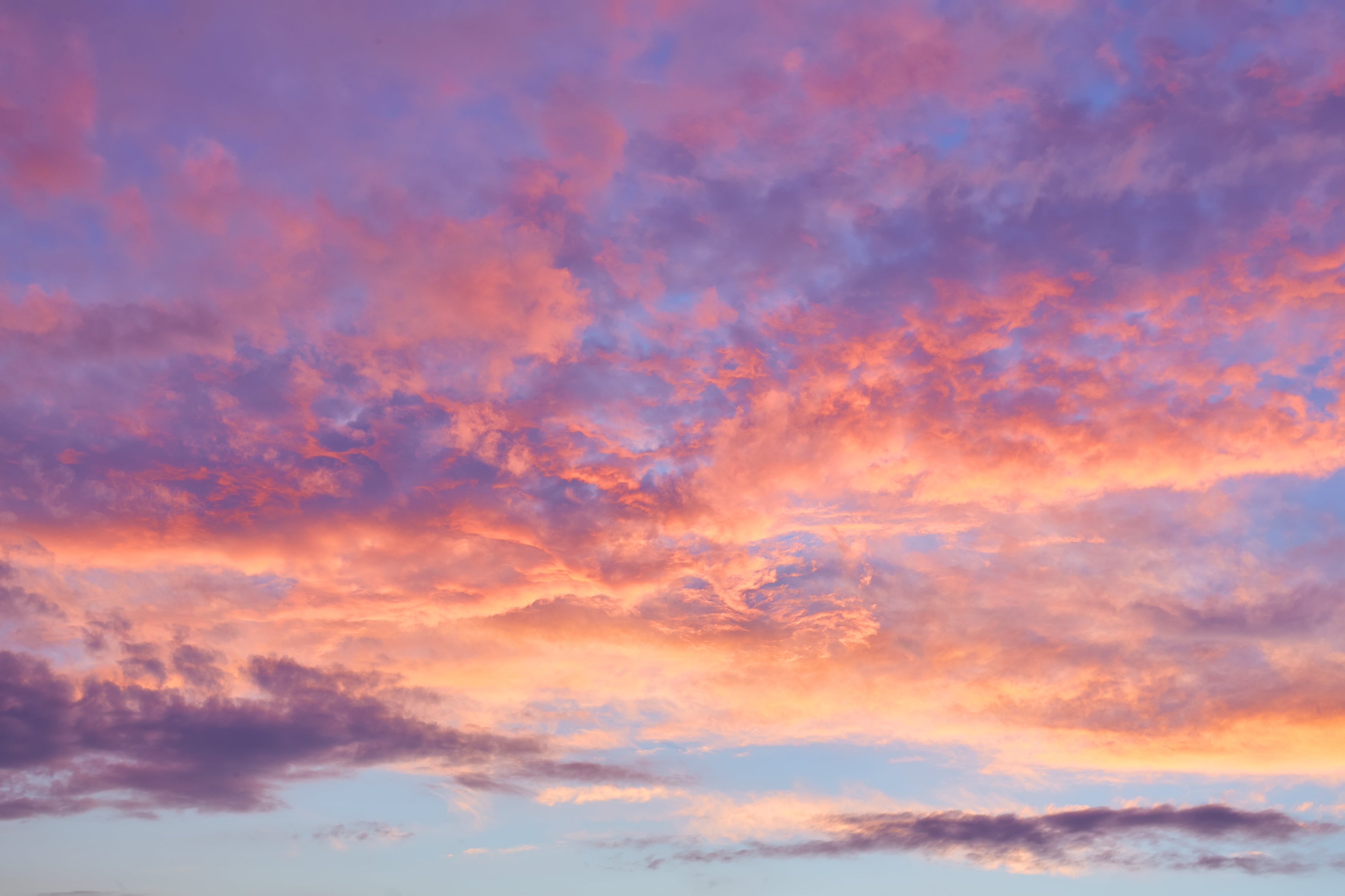 romantic sunset sky in pink yellow and violet colors